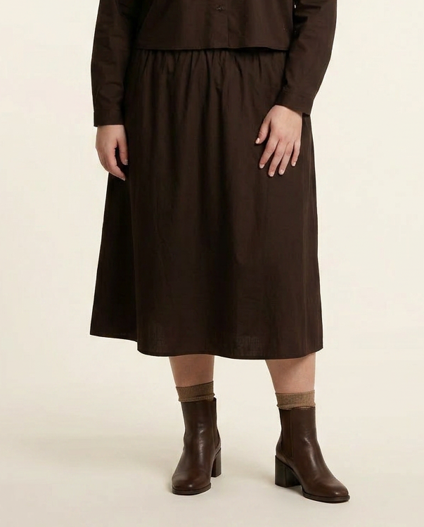 Donkerbruine Midi Rok