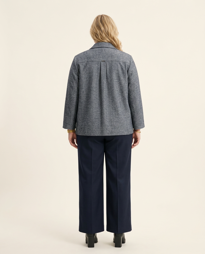 Donkerblauwe Blouse met Borstzakken