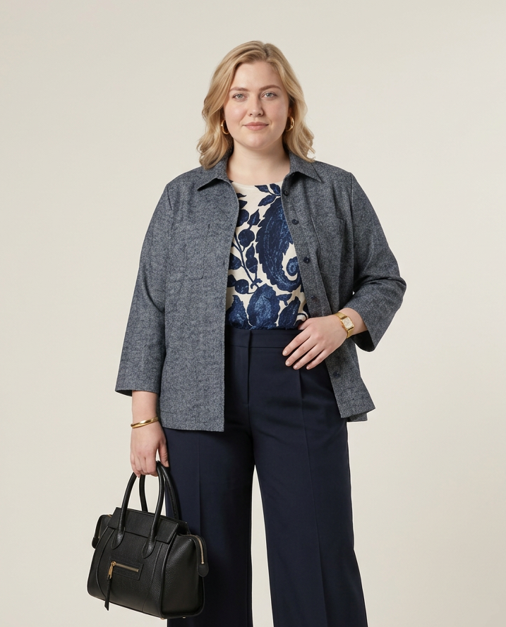 Donkerblauwe Blouse met Borstzakken