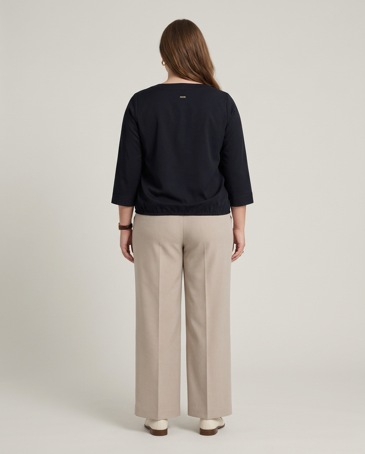 Donkerblauwe Blouse met Striklint