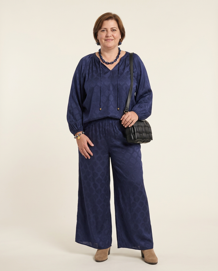 Donkerblauwe Wijde Broek