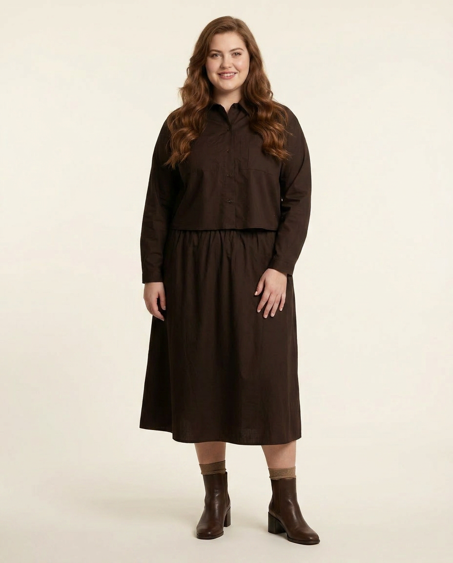 Donkerbruine Midi Rok