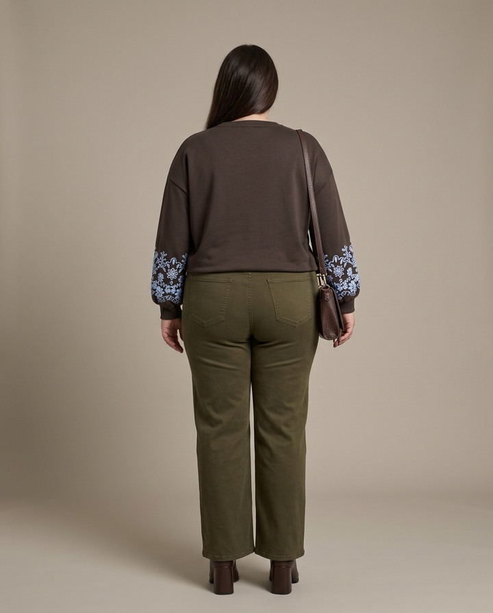 Donkerbruine Wide Leg Jeans