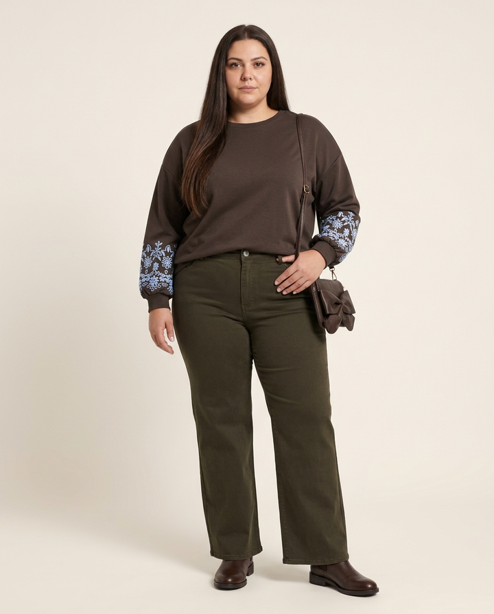 Donkerbruine Wide Leg Jeans