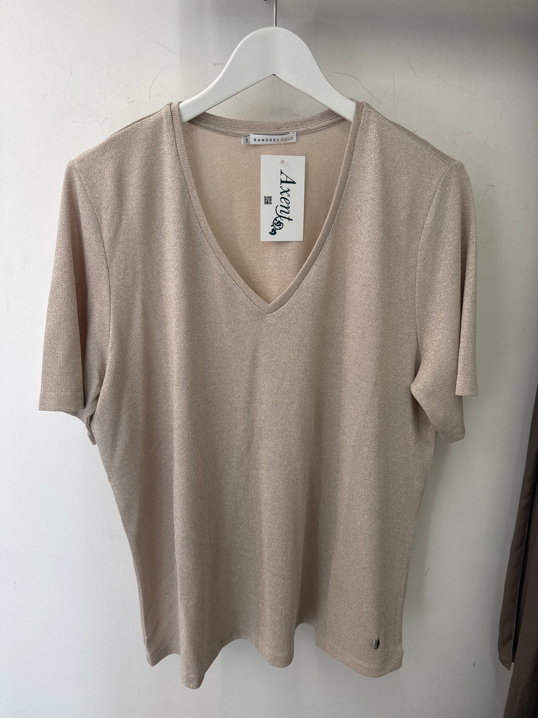 Glanzende V-hals T-shirt