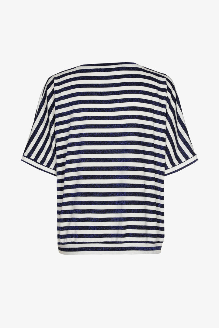 Gestreepte T-shirt Met Glansdraad In Navy