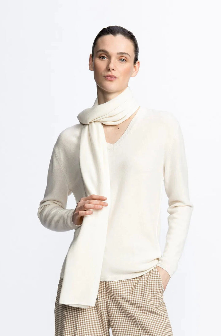 Ecru Elegante Kasjmier Trui Met Chic Detail