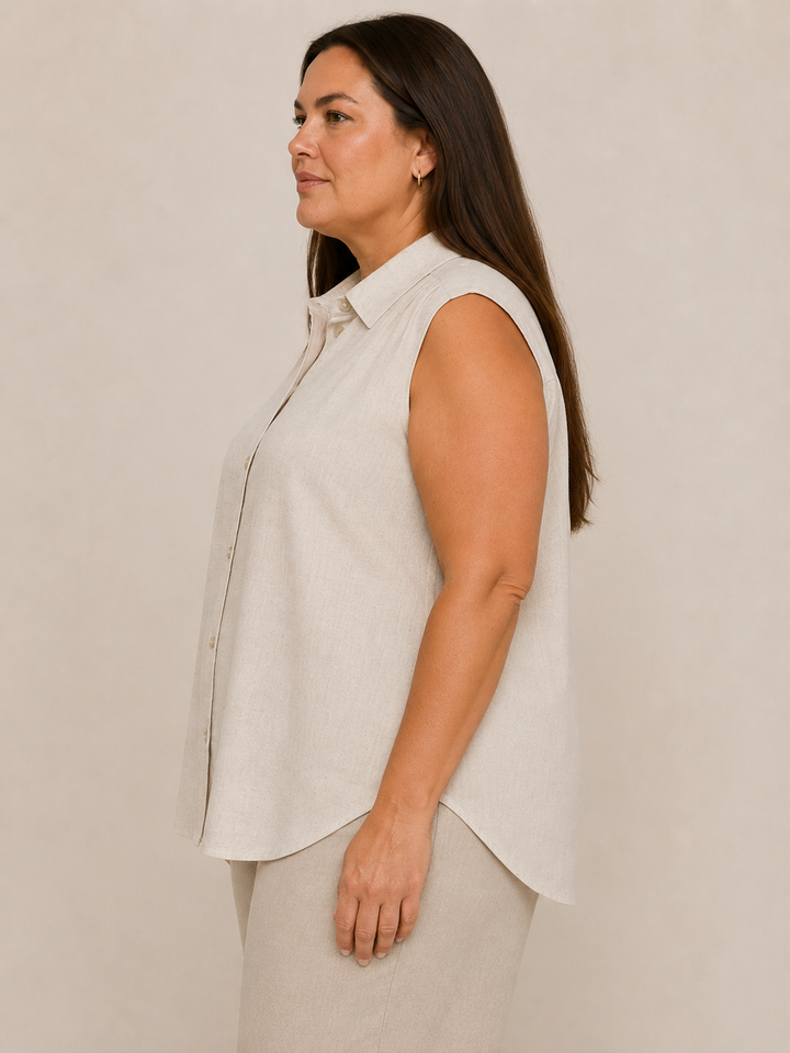 Ecru Top Linnenlook