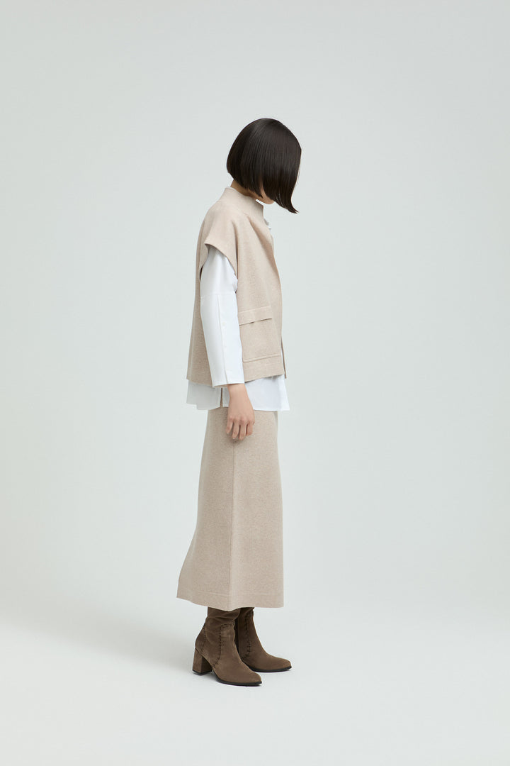 Cappuccinokleurige Mouwloze Vest