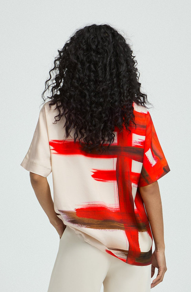 Shiny Scarlet Aquarel Blouse