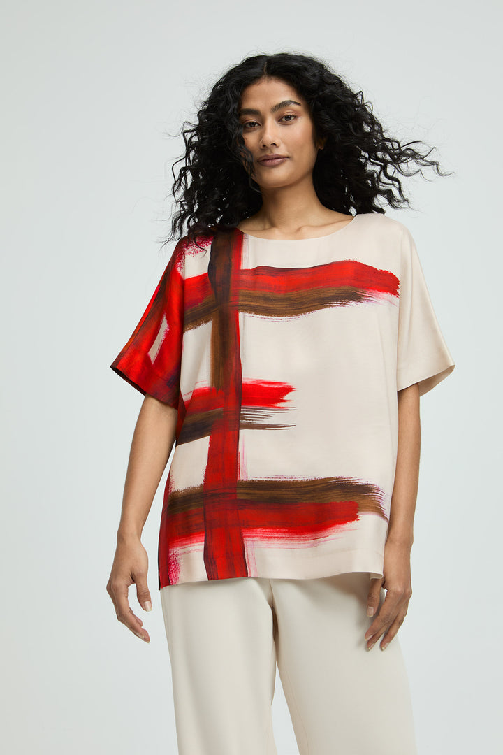 Shiny Scarlet Aquarel Blouse