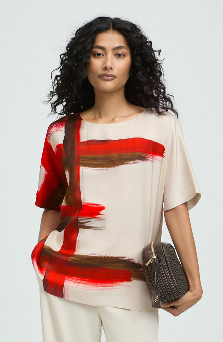 Shiny Scarlet Aquarel Blouse