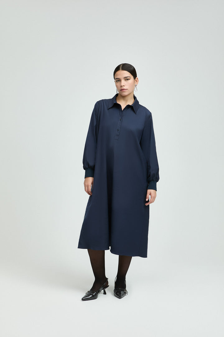 Navy Taftjurk Met Stretch