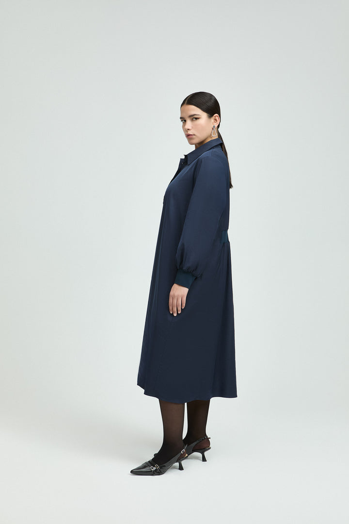 Navy Taftjurk Met Stretch