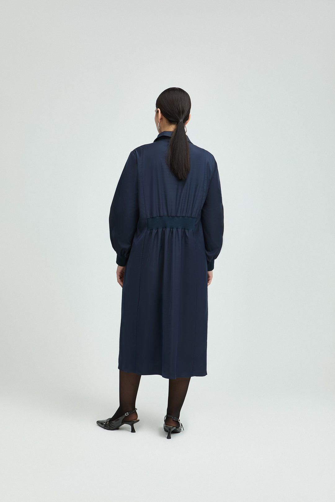 Navy Taftjurk Met Stretch