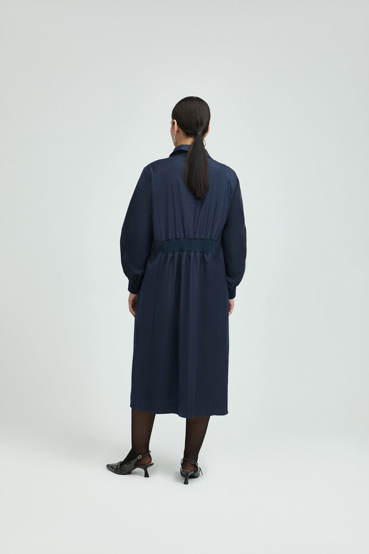 Navy Taftjurk Met Stretch