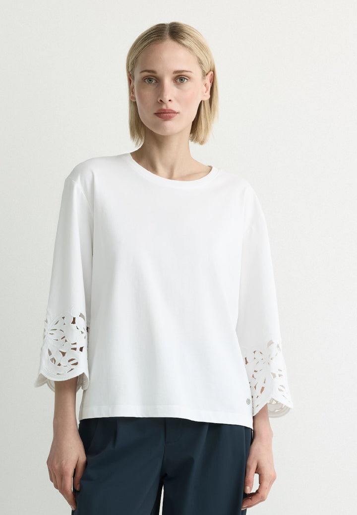 Witte T-shirt met Broderie