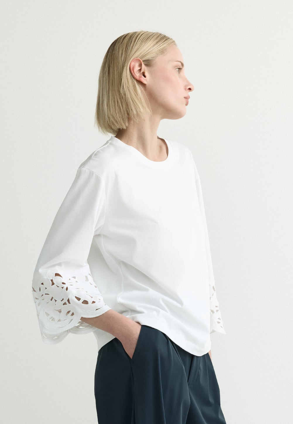 Witte T-shirt met Broderie