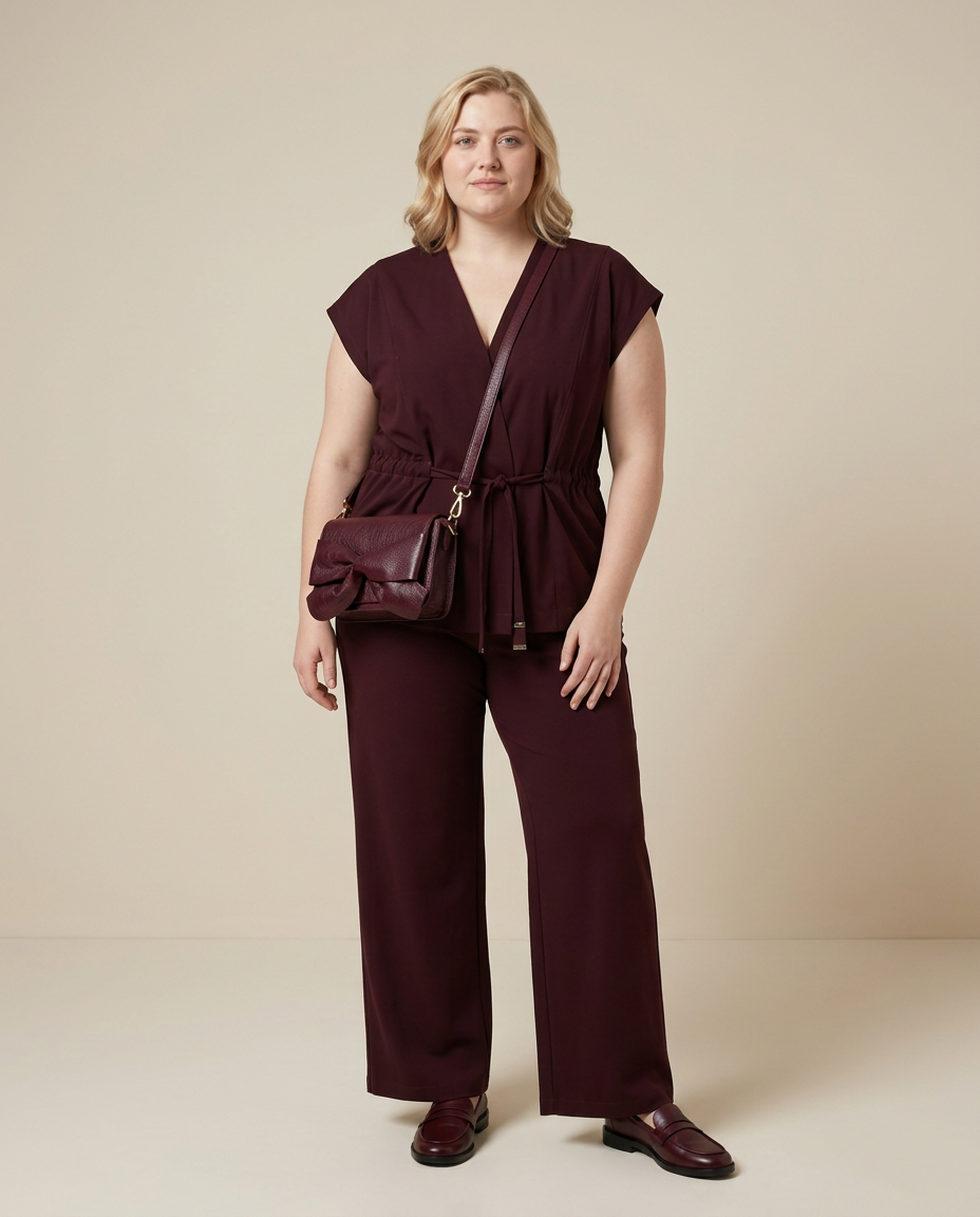 Framboosrode Mouwloze Cardigan met Strik