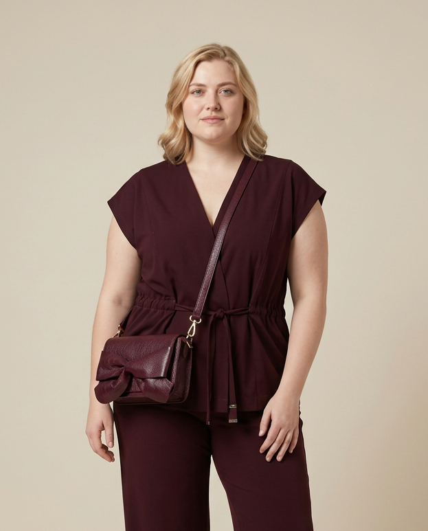Framboosrode Mouwloze Cardigan met Strik