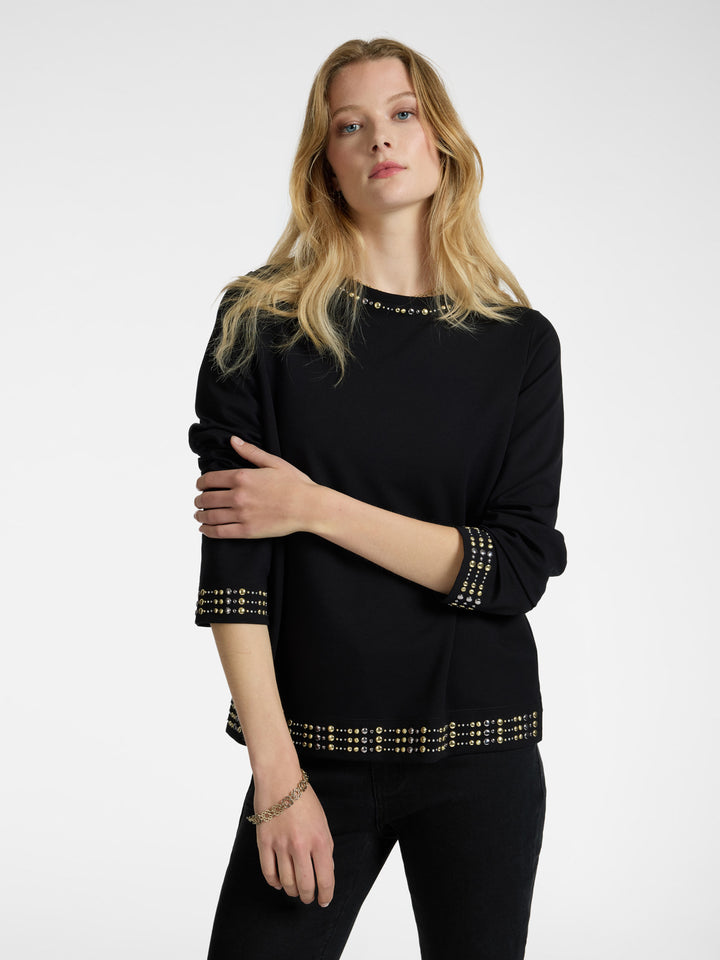 Dikke Zwarte T-shirt 3/4 Mouw