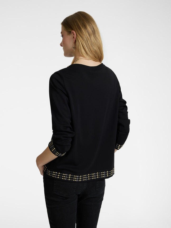 Dikke Zwarte T-shirt 3/4 Mouw