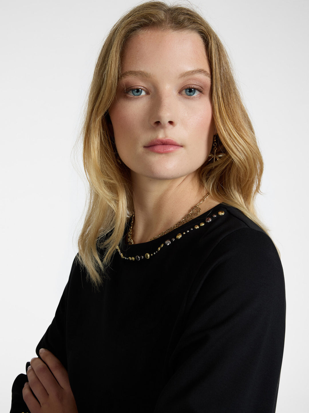 Dikke Zwarte T-shirt 3/4 Mouw