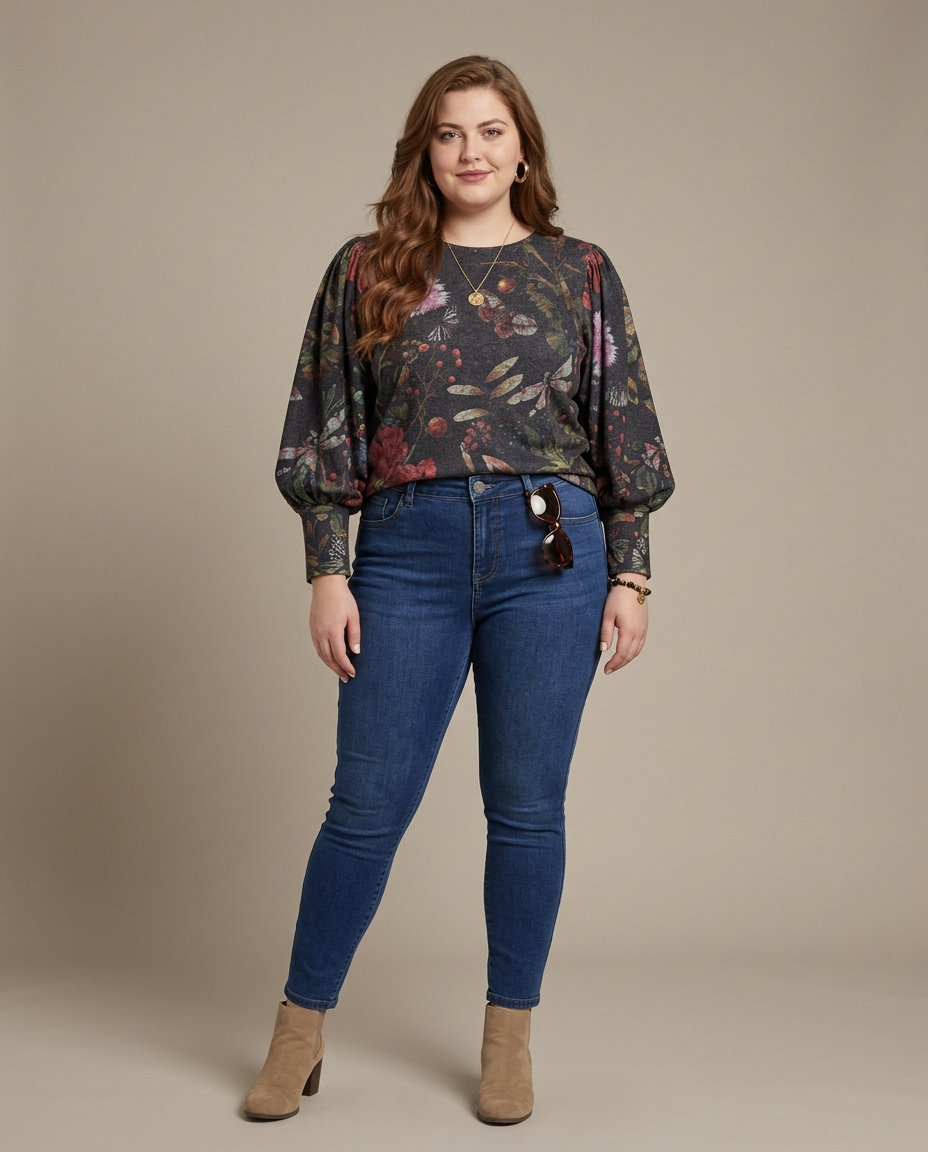 Gebreide Trui met Bloemenprint