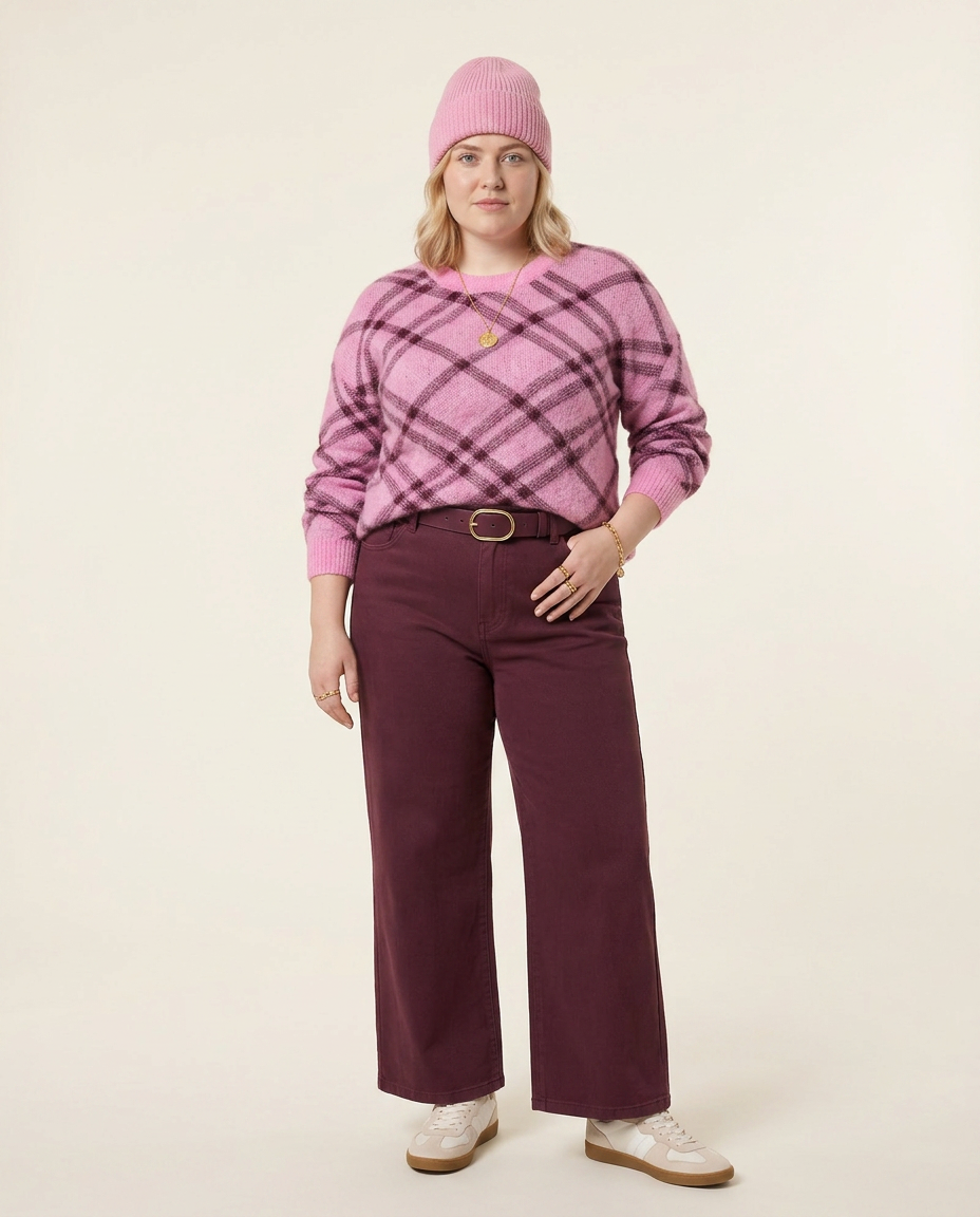 Geruite Trui in Roze