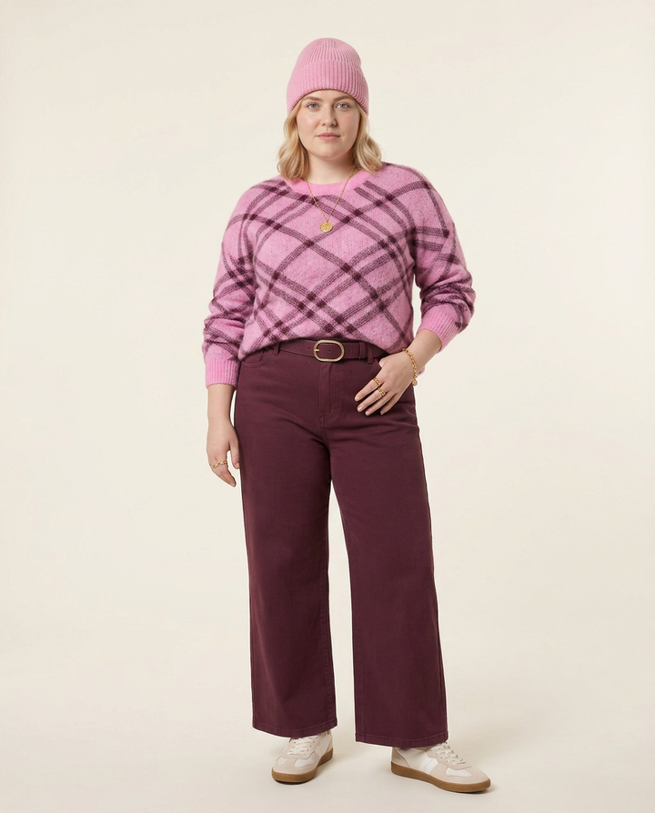 Geruite Trui in Roze