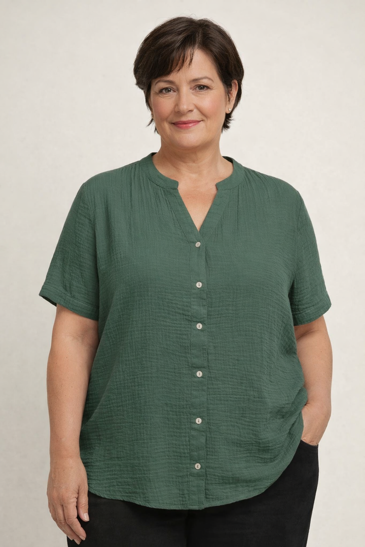 Groene Katoenen Blouse Met Knopen