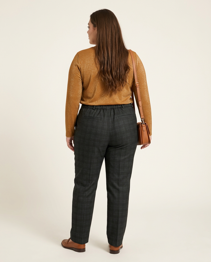 Groene Geruite Broek met Rechte Pijpen