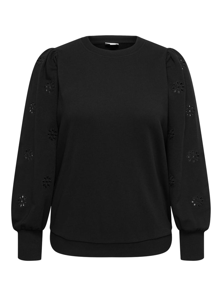 zwarte trui met broderiemouwen