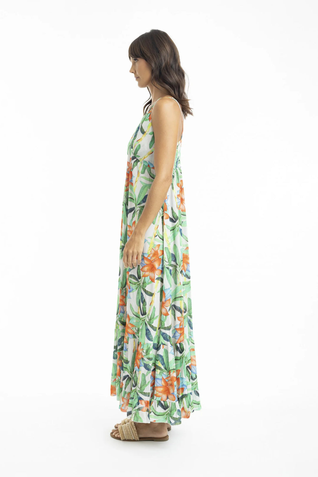 zomerse maxi-jurk met tropische print