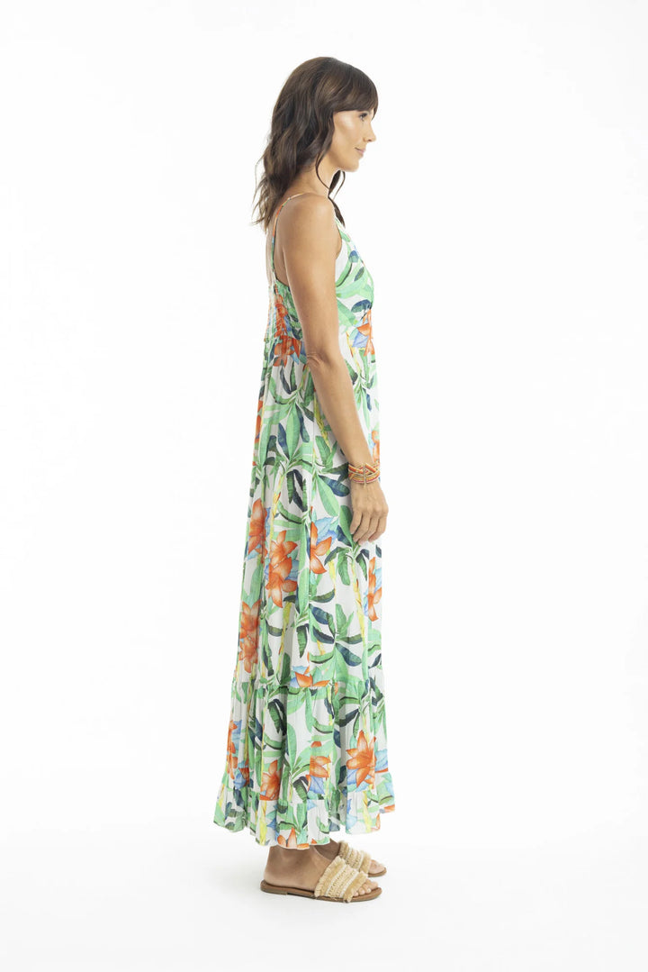 zomerse maxi-jurk met tropische print