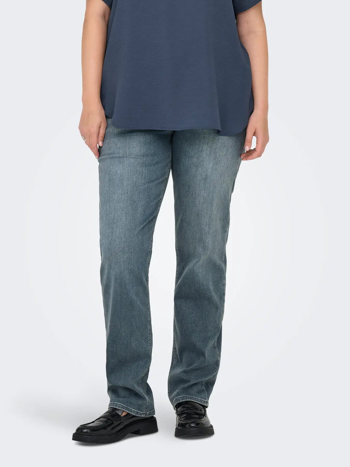 Trendy Straight Jeans In Blue Grey Denim