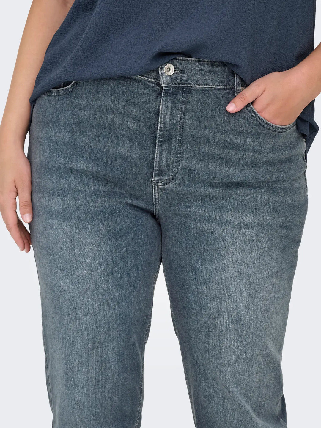 Trendy Straight Jeans In Blue Grey Denim