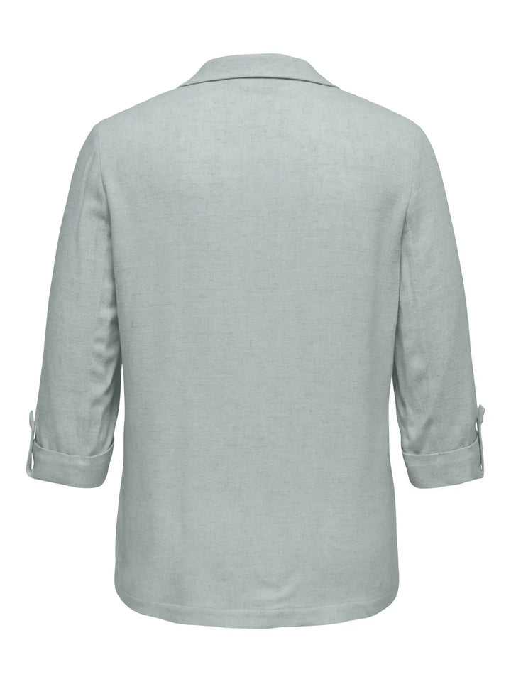 Munt Blazer Met Linnenlook En 3/4 Mouwen