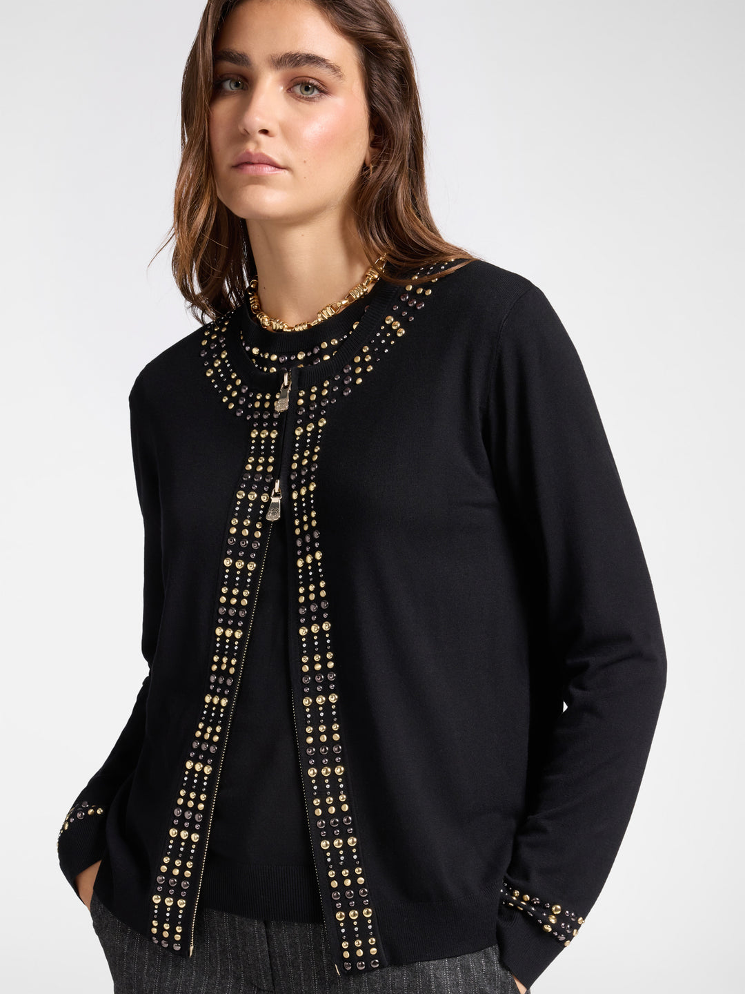 Ecovero Cardigan Met Studsdetails