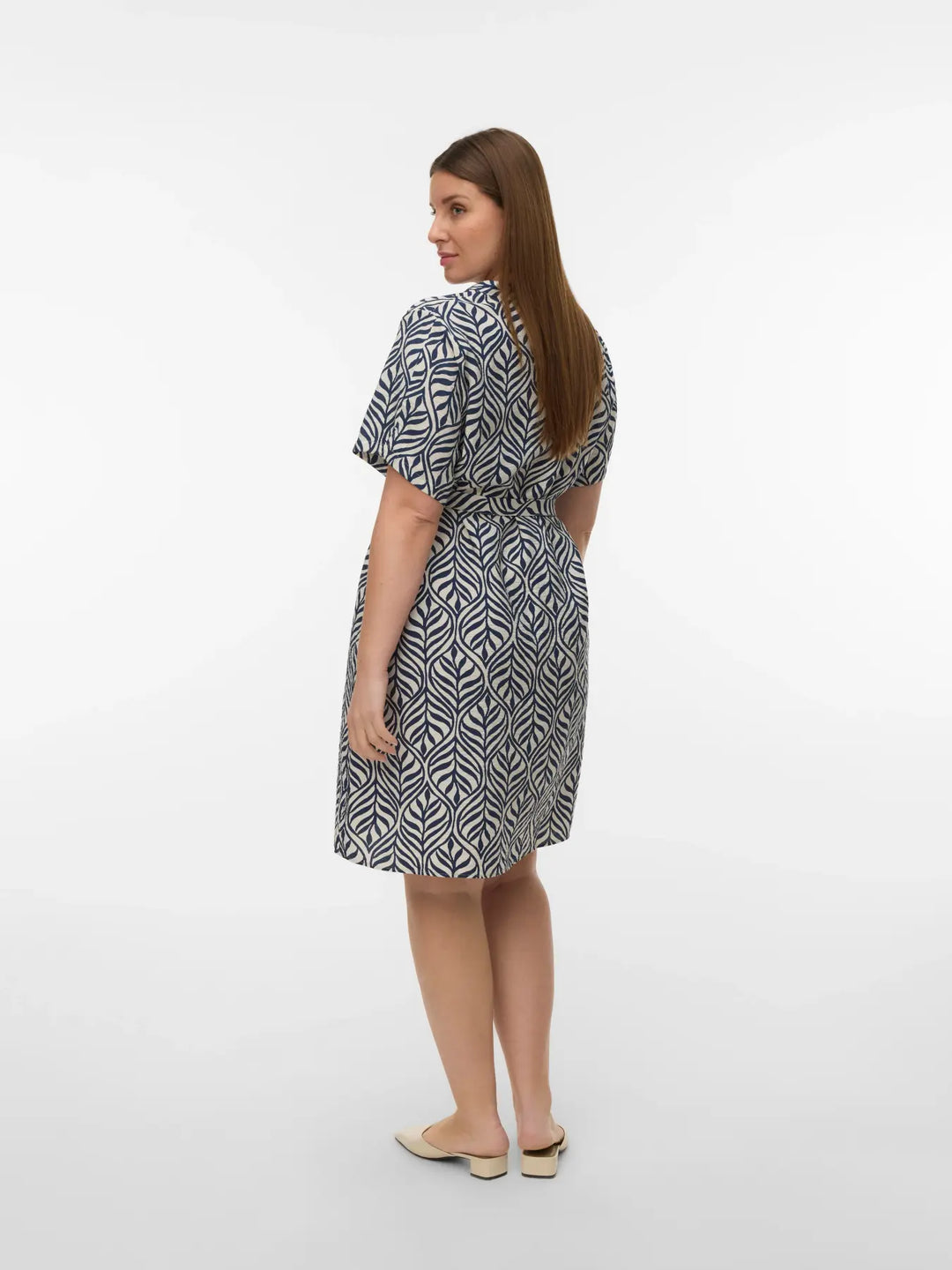 Blauwe Bladprint Jurk