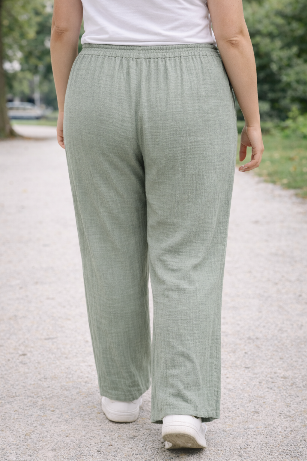 Luchtige Broek In Muntgroen Katoen