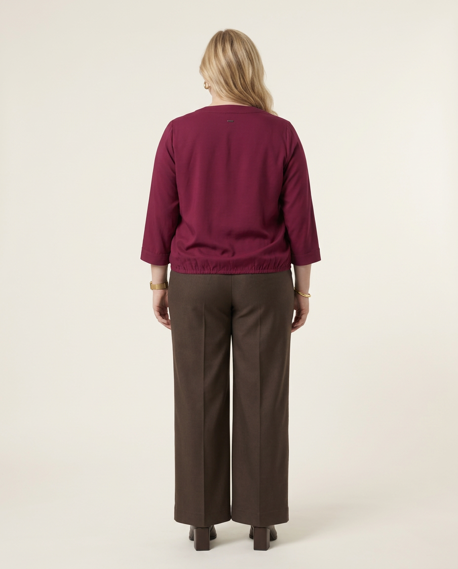 Pruimkleurige Blouse met Striklint