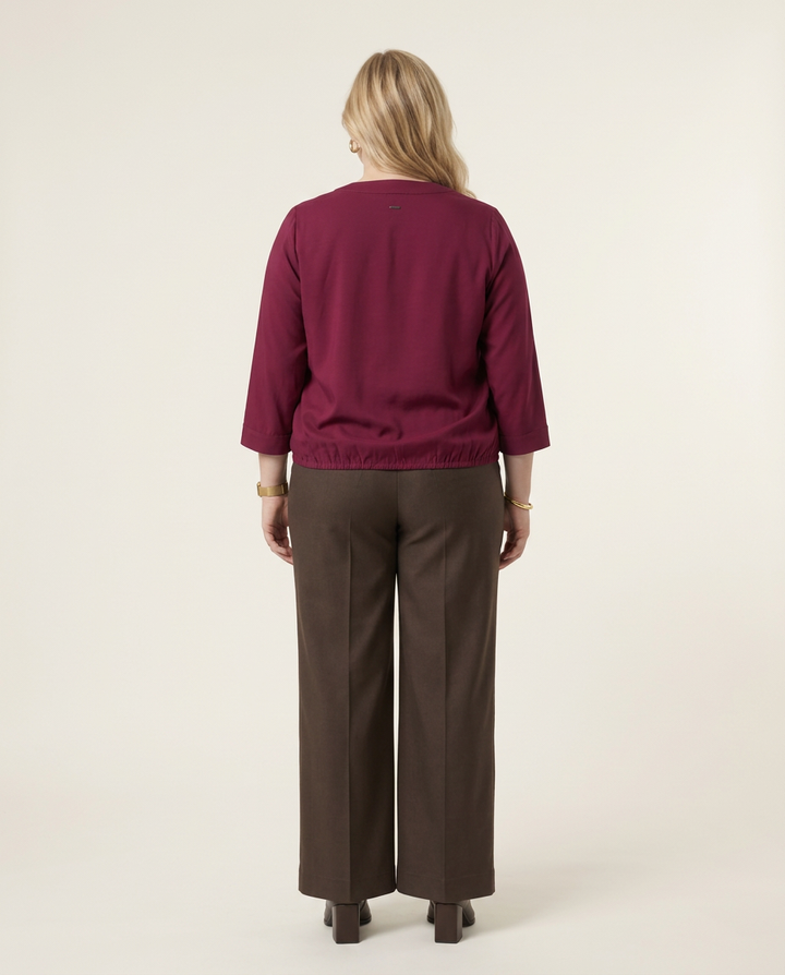 Pruimkleurige Blouse met Striklint