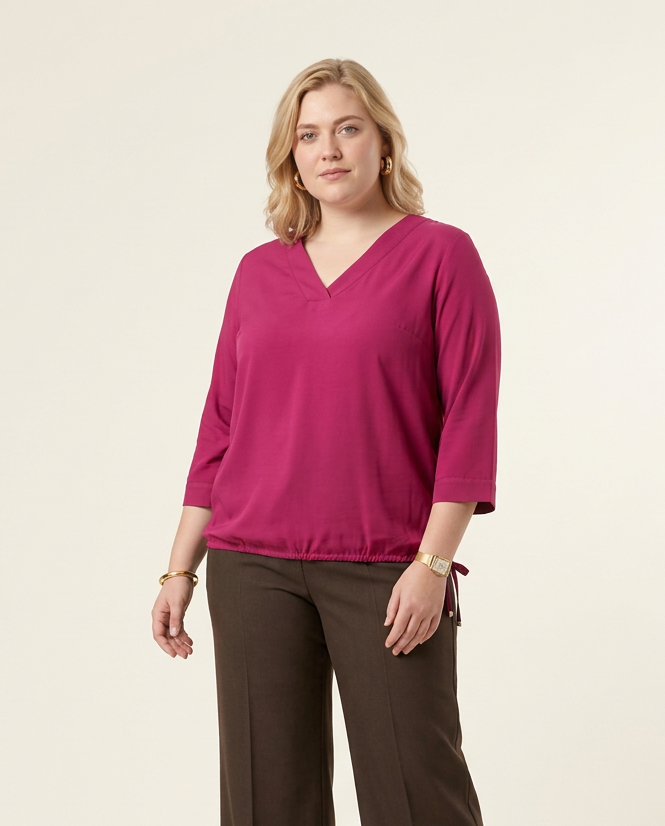 Pruimkleurige Blouse met Striklint