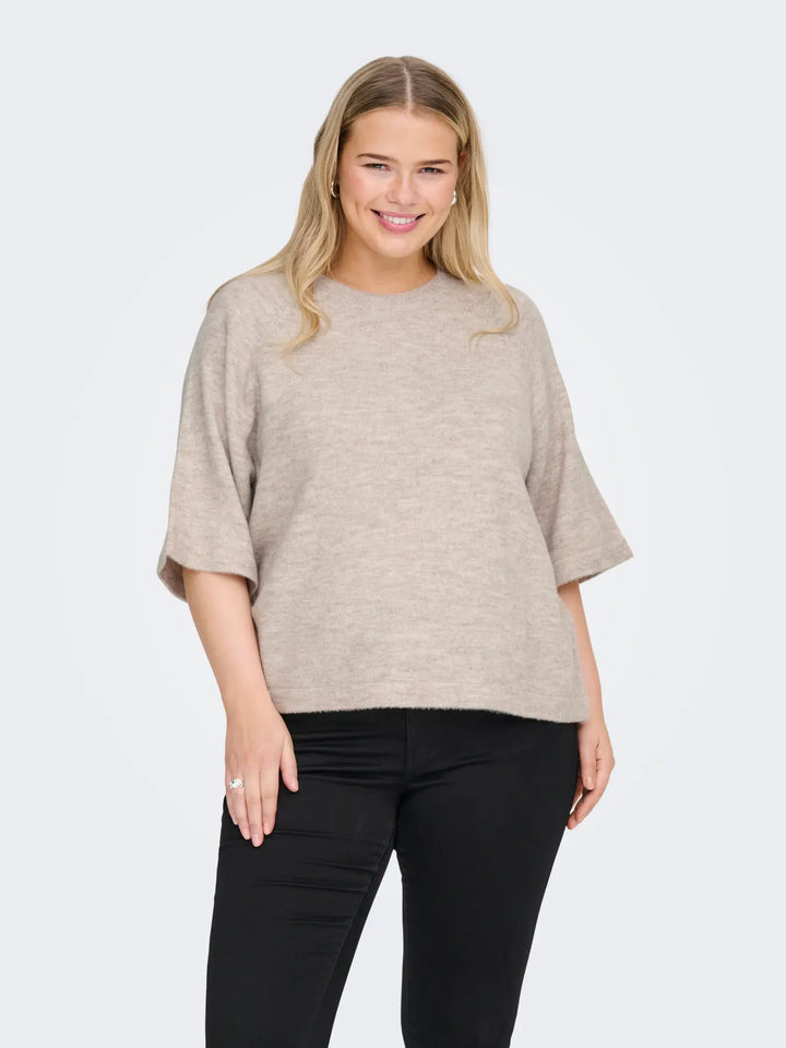 Beige Trui Met Wijde Mouwen