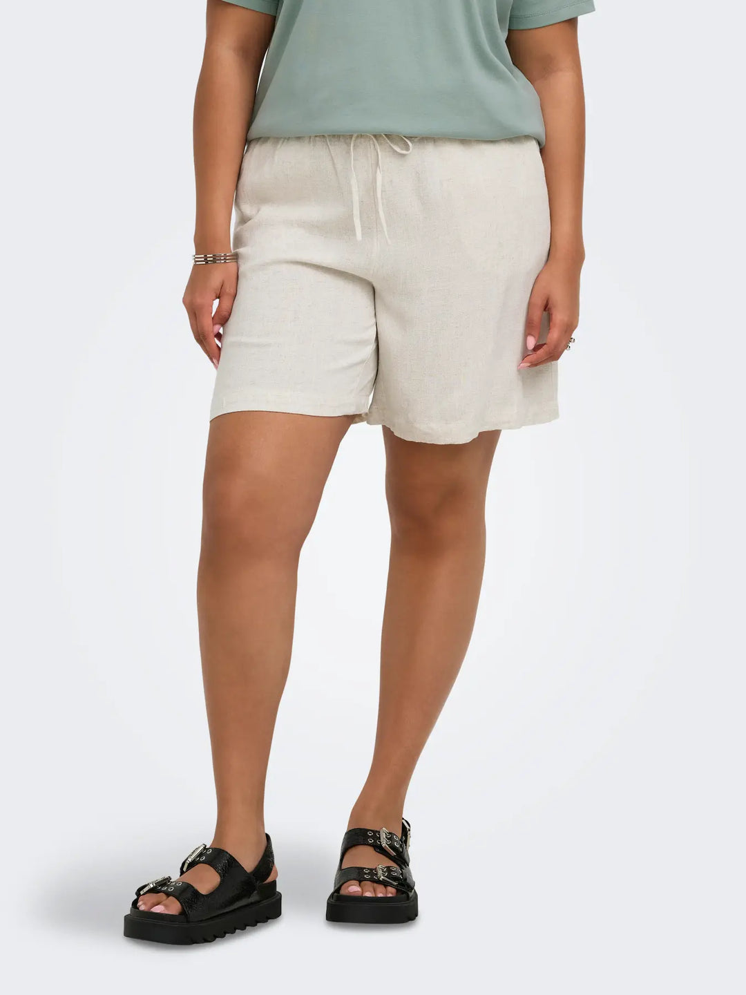 Ecru Short Linnenlook