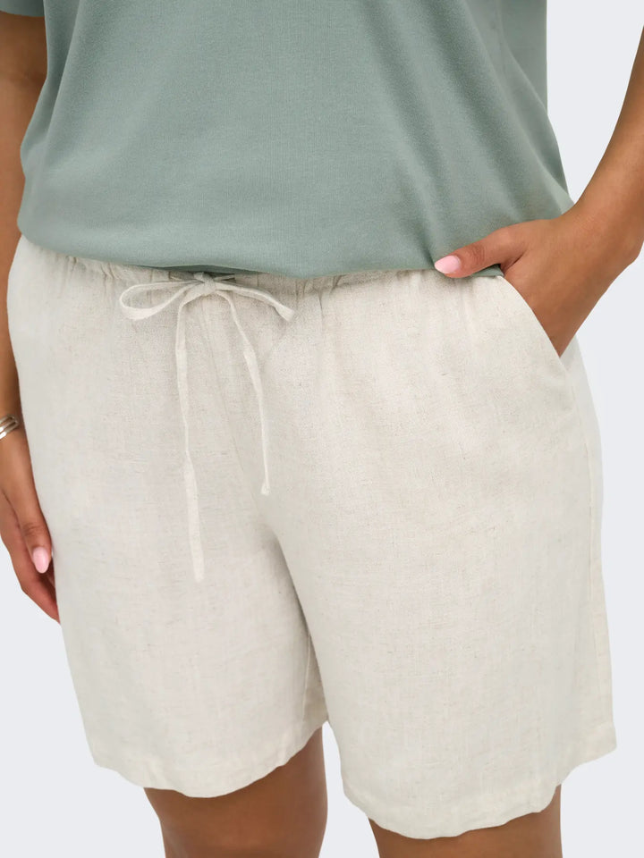 Ecru Short Linnenlook