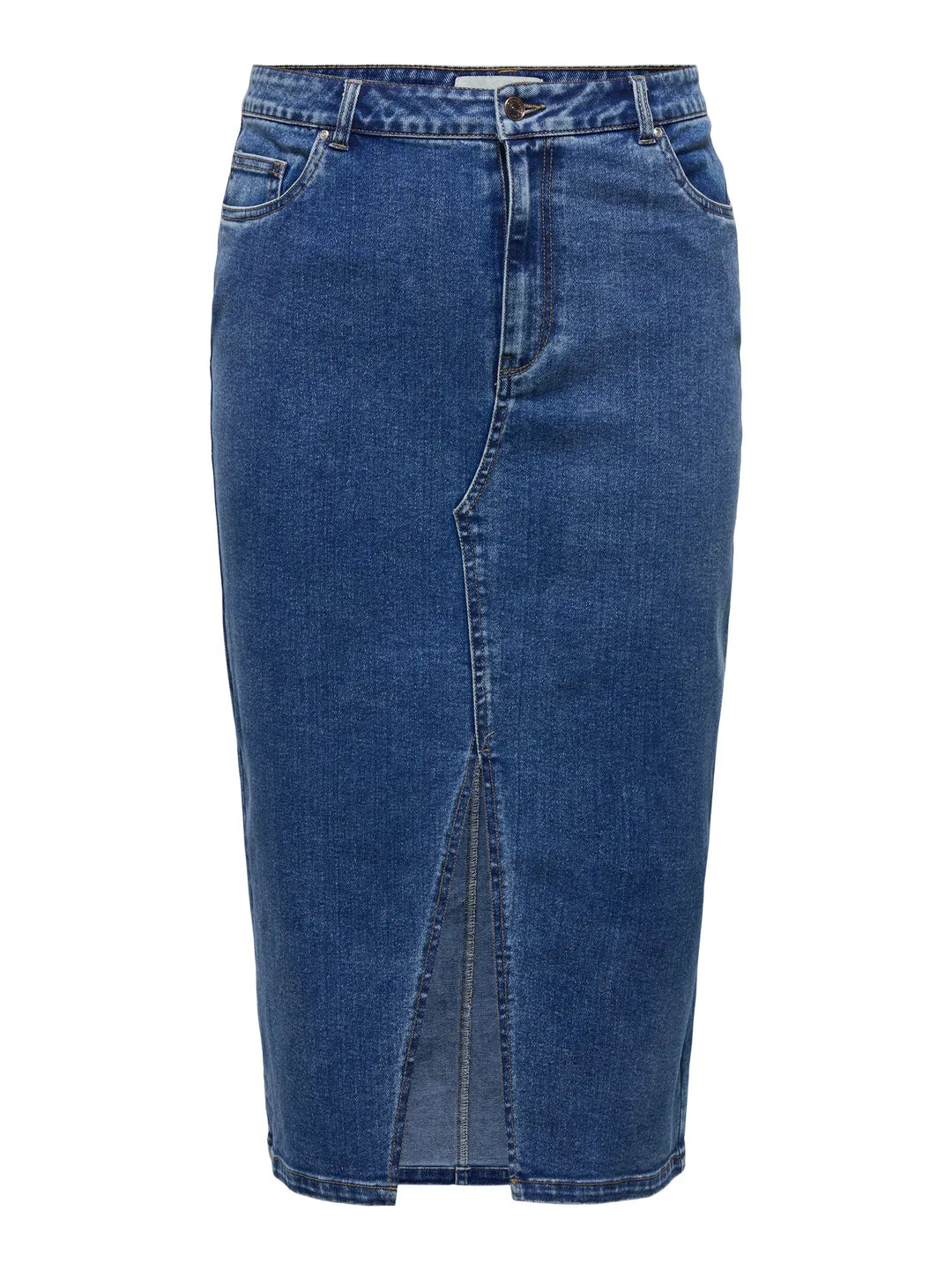 Denim Kokerrok Met Split