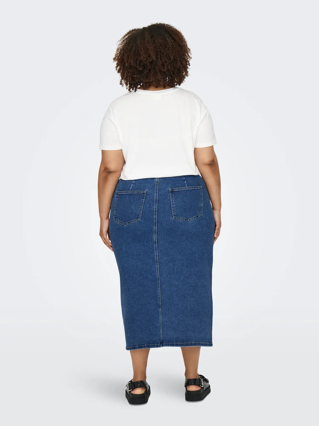 Denim Kokerrok Met Split