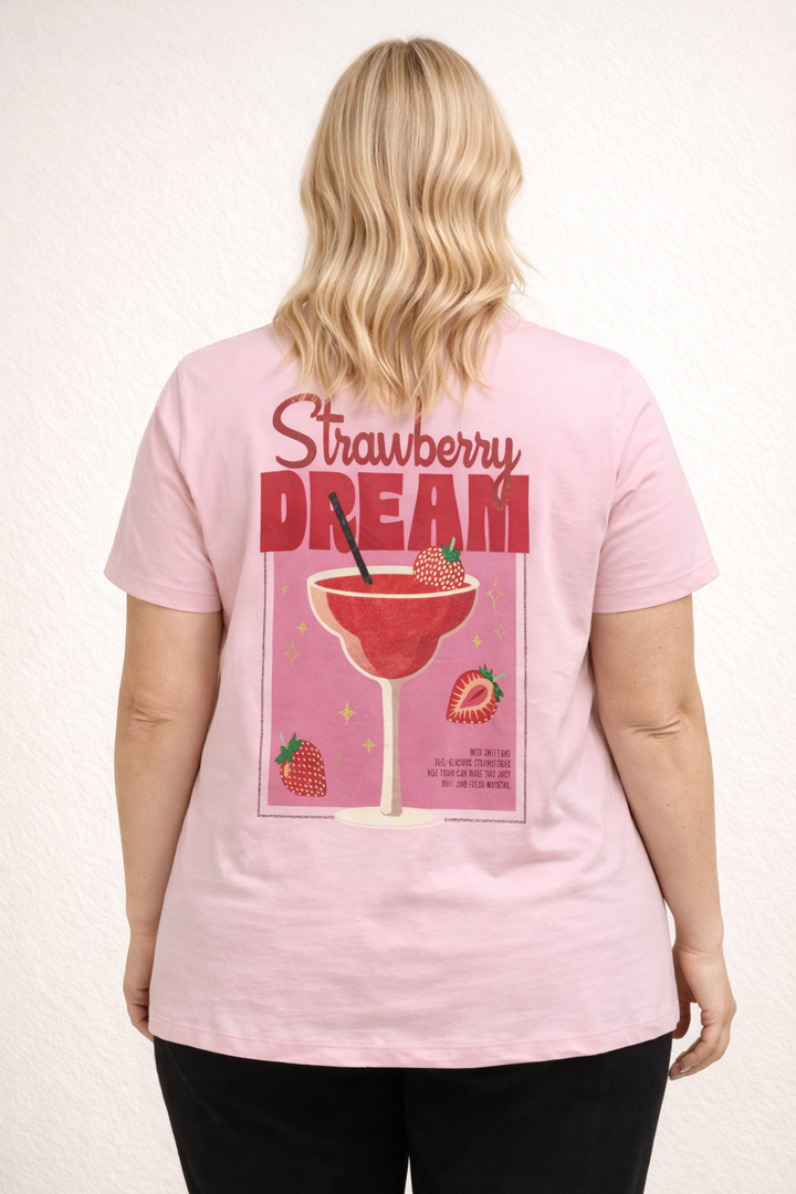 Roze T-Shirt Met Strawberry Dream Print